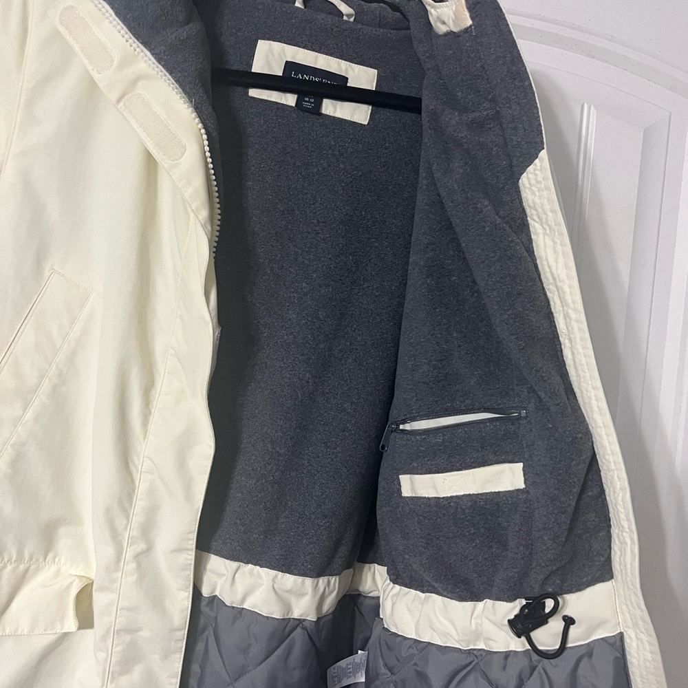 Lands' End Women's Cream Hooded Coat - Picture 6 of 8